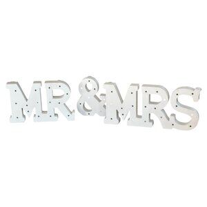 Mr. & Mrs. Wooden Sign Marquee Letters LED Light